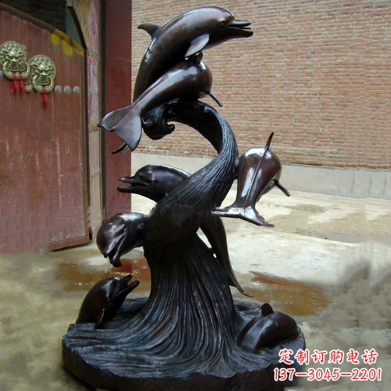 开封铜雕海豚景观雕塑
