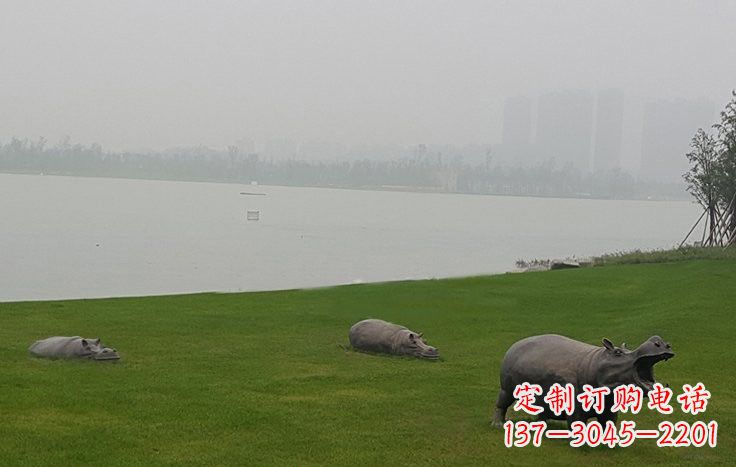 开封铜雕河马公园动物雕塑