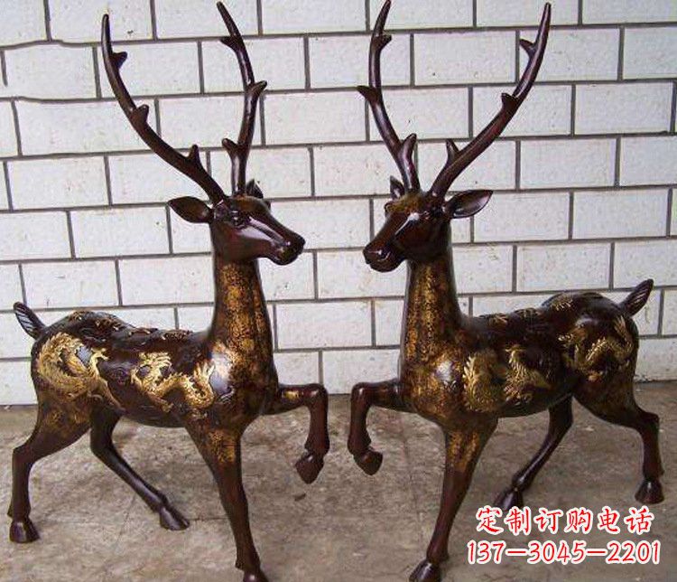 开封铜雕吉祥复古梅花鹿雕塑摆件