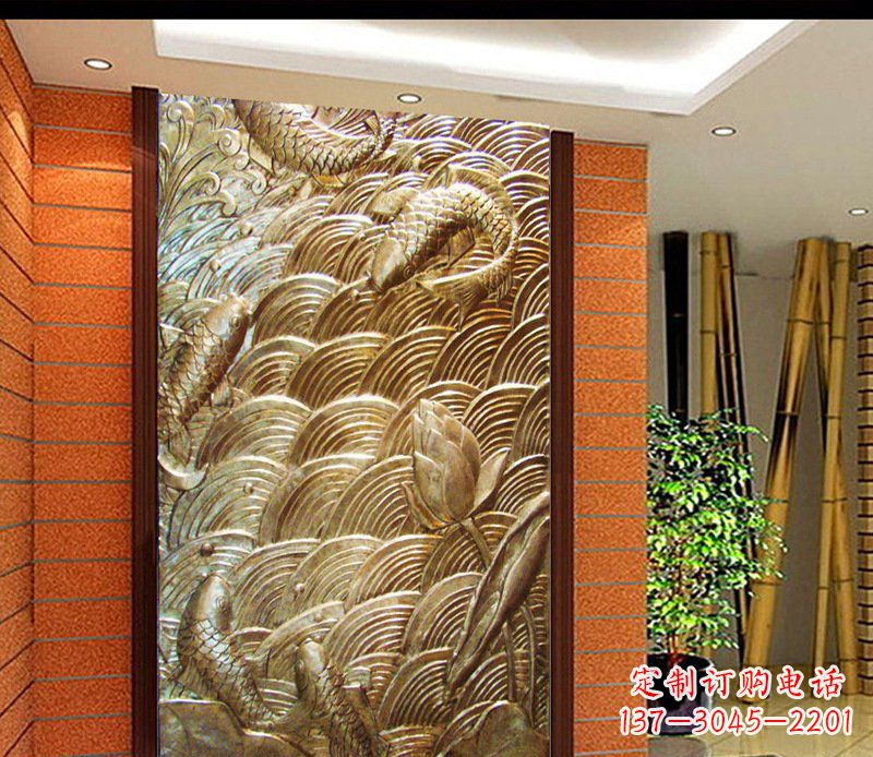 开封铜雕酒店锻造鲤鱼壁画景观摆件