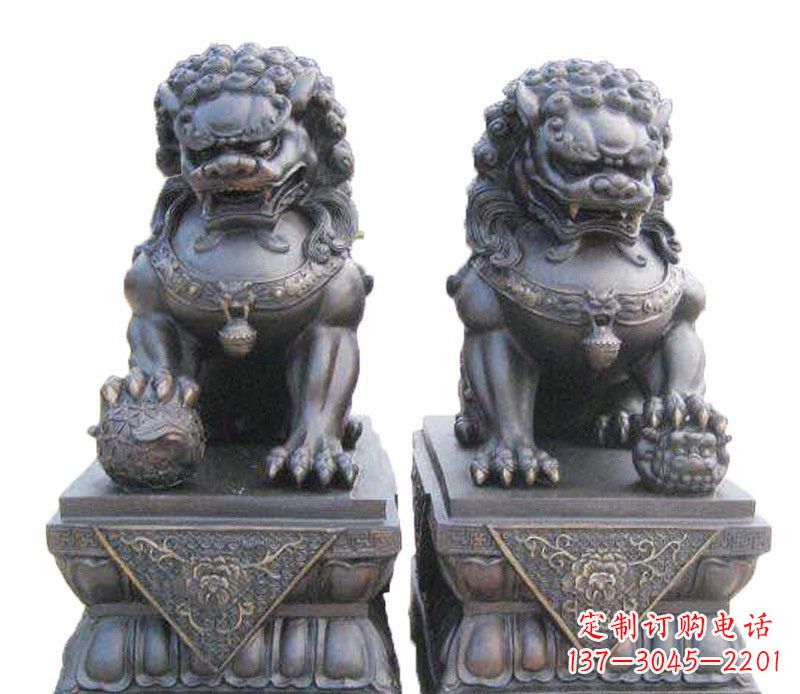 开封铜雕酒店镇宅招财狮子摆件 (2)