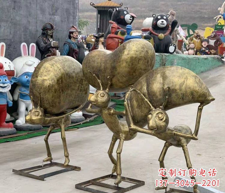 开封铜雕蚂蚁搬家雕塑