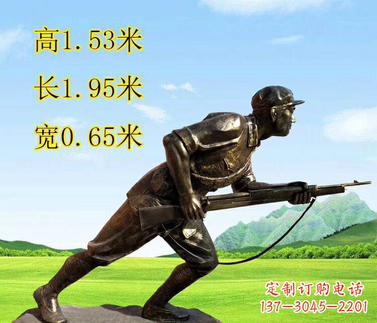 开封铜雕拿枪战士雕塑