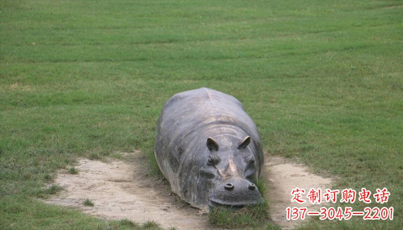开封铜雕趴着的河马