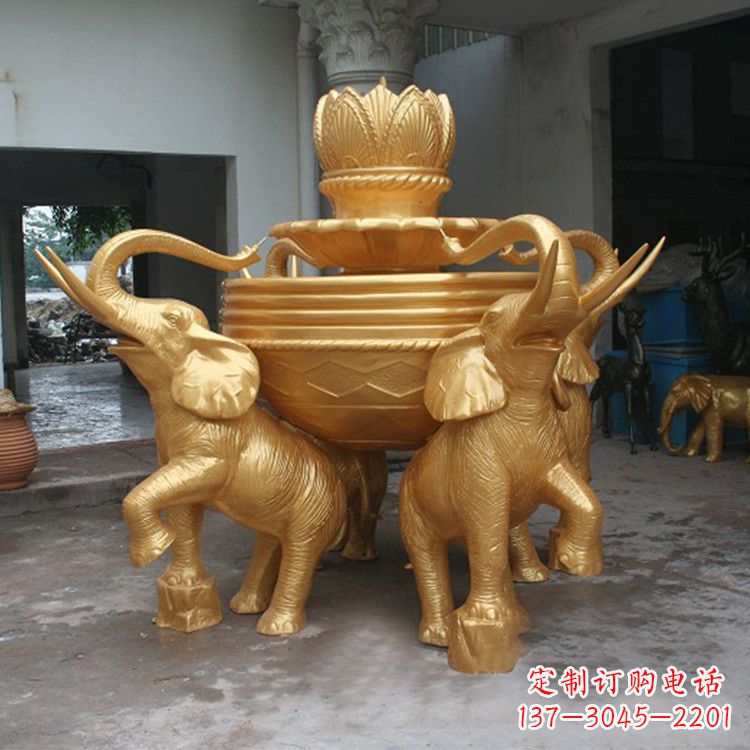 开封铜雕喷水大象雕塑