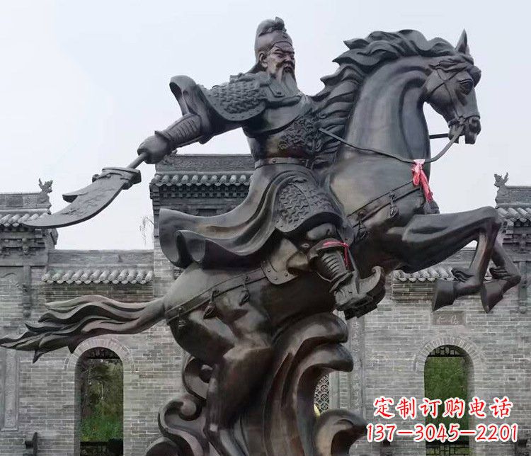 开封铜雕骑马关公广场历史人物雕塑