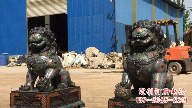 开封铜雕企业招财狮子雕塑摆件