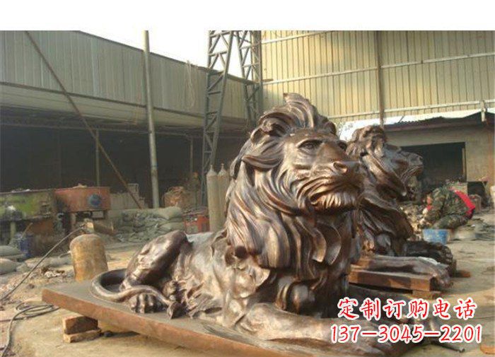 开封铜雕狮子公司门口雕塑