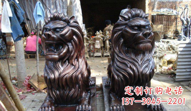 开封铜雕狮子公司门口雕塑 (2)