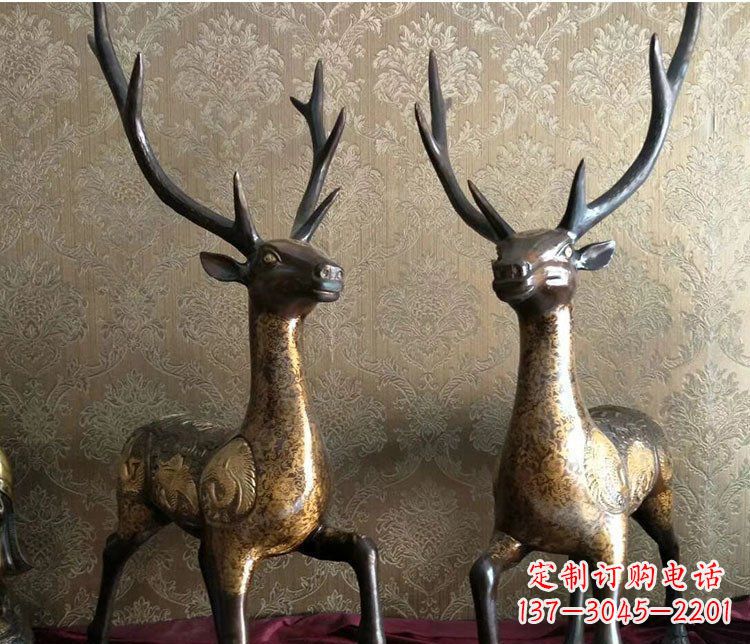 开封铜雕室内装饰动物鹿雕塑