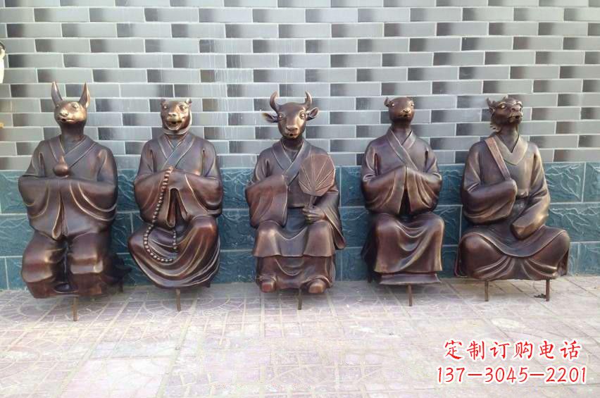 开封铜雕兽首人身十二生肖雕塑