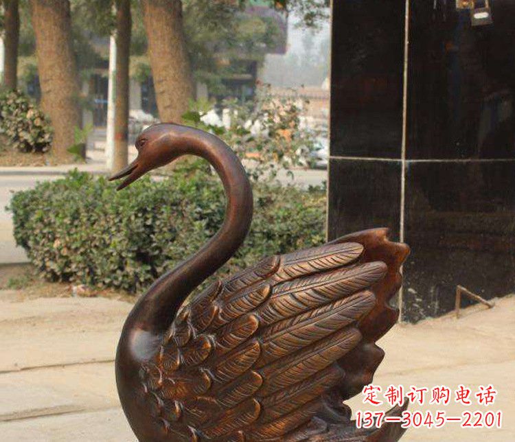 开封铜雕水景天鹅动物雕塑