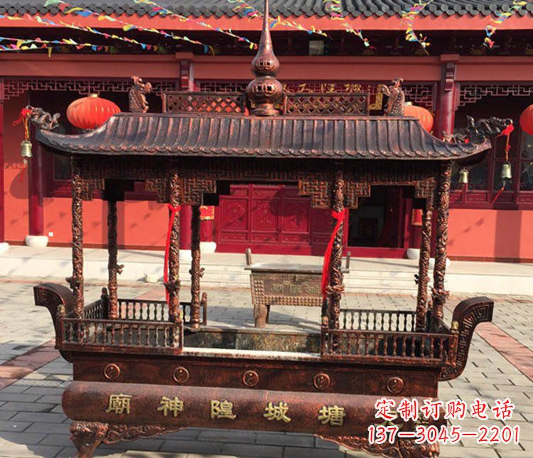 开封铜雕寺庙佛光普照香炉雕塑摆件