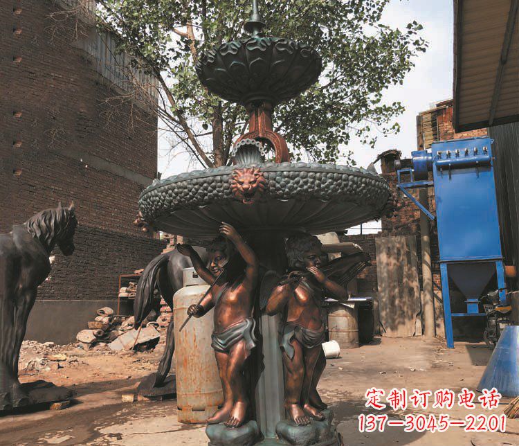 开封铜雕西方人物喷泉景观雕塑