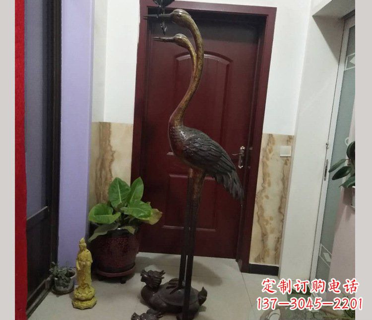 开封铜雕仙鹤踩龟雕塑摆件 (2)