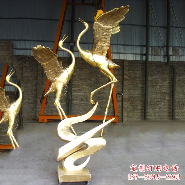 开封铜雕仙鹤景观雕塑