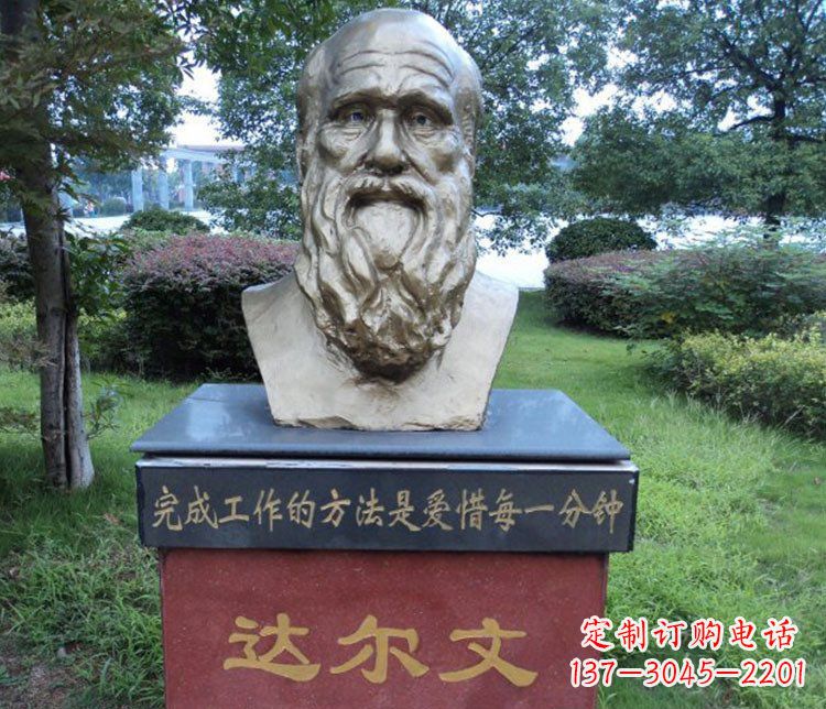 开封铜雕校园达尔文肖像雕塑