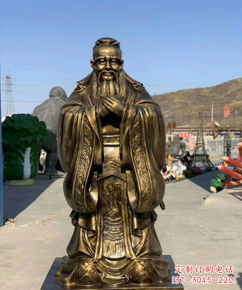 开封铜雕学校孔子人物雕塑