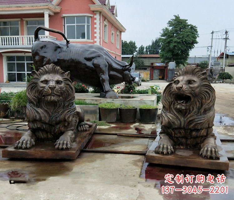 开封铜雕银行门口狮子雕塑摆件
