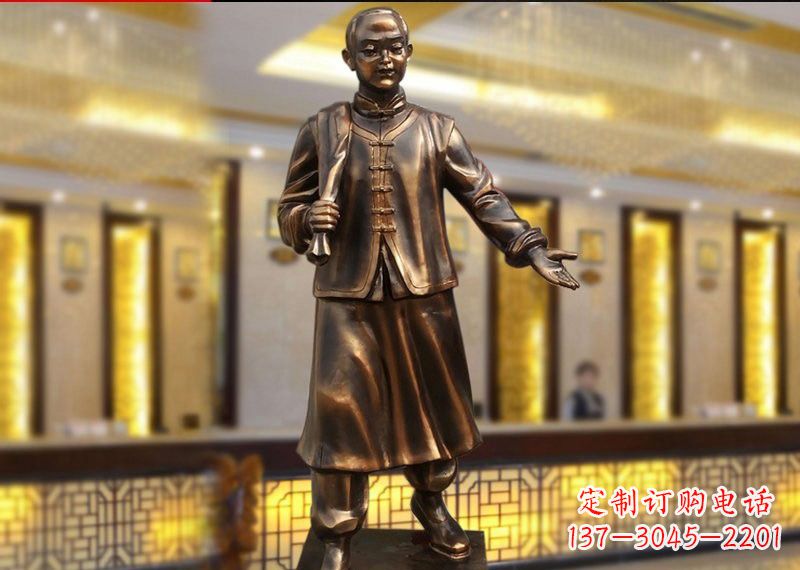 开封铜雕迎宾人物店小二
