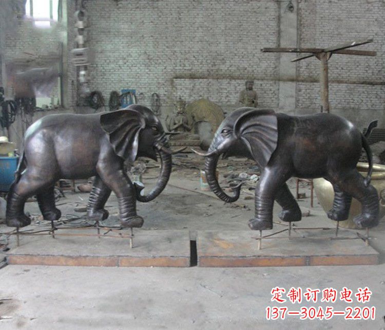 开封铜雕园林动物大象雕塑 (2)