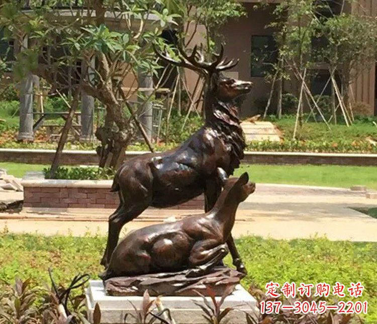 开封铜雕园林梅花鹿雕塑摆件