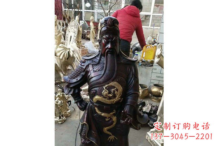 开封铜雕镇宅关公寺庙神像雕塑摆件 (4)