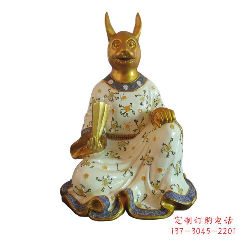 开封兔-玻璃钢彩绘生肖雕塑