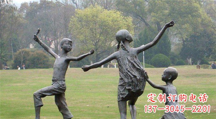 开封玩耍的儿童公园人物铜雕