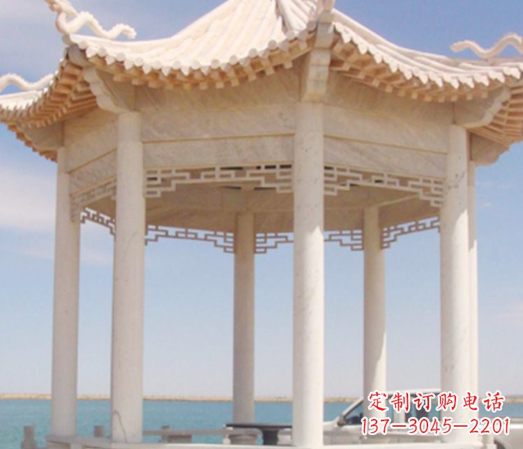 开封晚霞红单层凉亭石雕