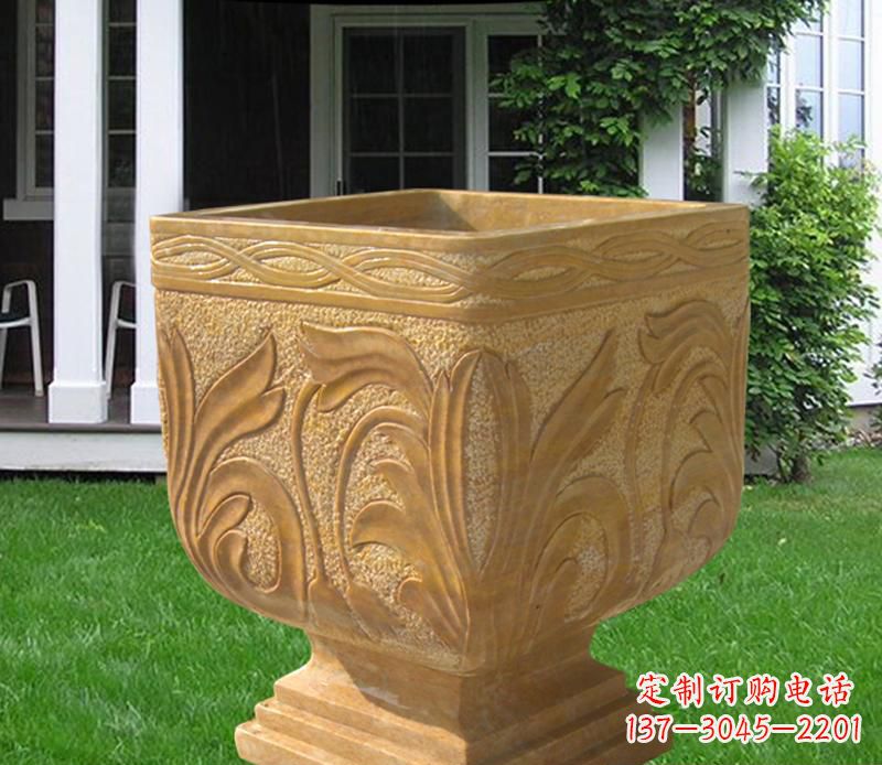 开封晚霞红雕刻景观花盆雕塑