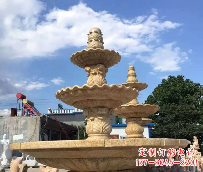 开封晚霞红多层喷泉石雕