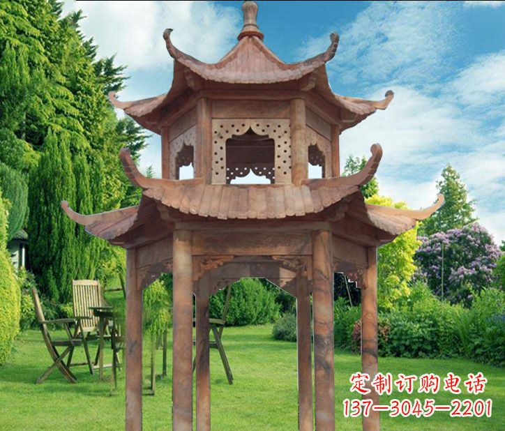 开封晚霞红公园建筑凉亭