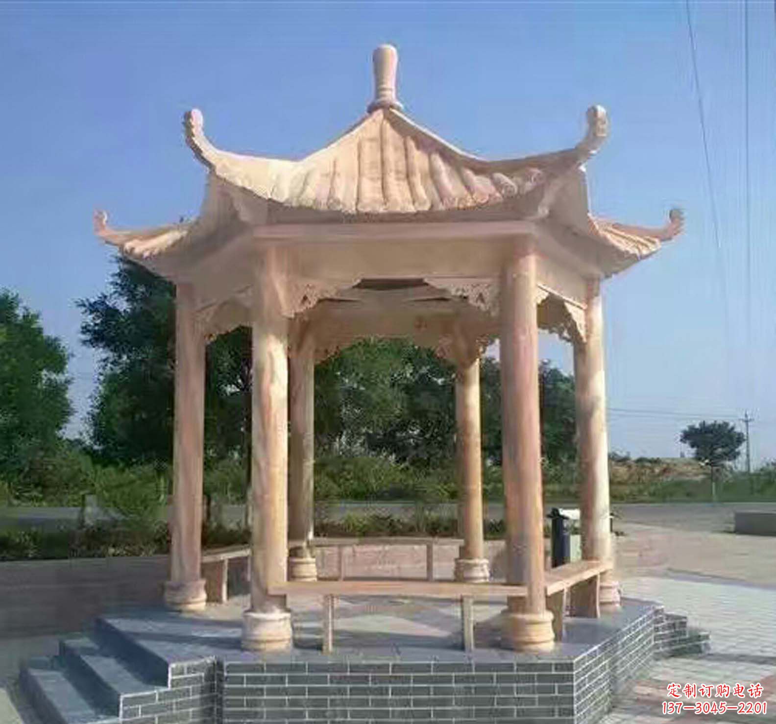 开封晚霞红公园景观凉亭