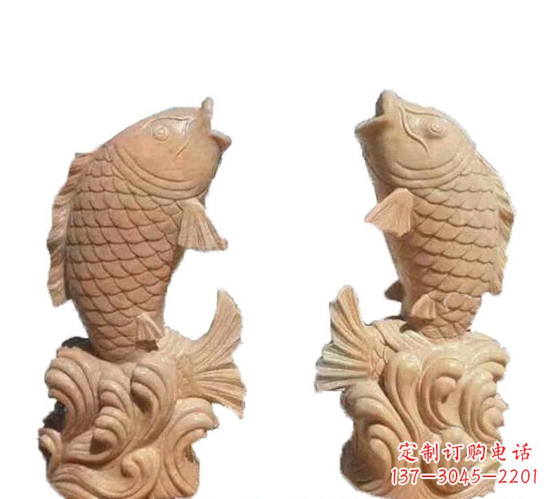 开封晚霞红公园喷水鲤鱼石雕