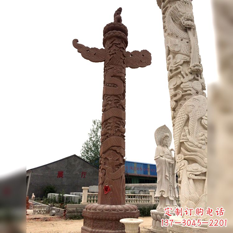 开封晚霞红华表石柱