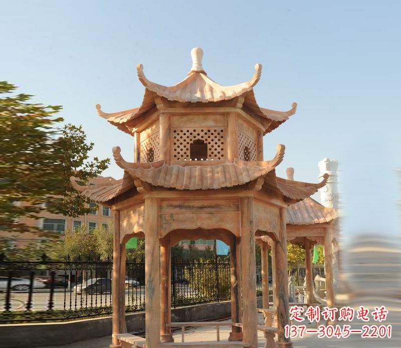开封晚霞红景区休息凉亭