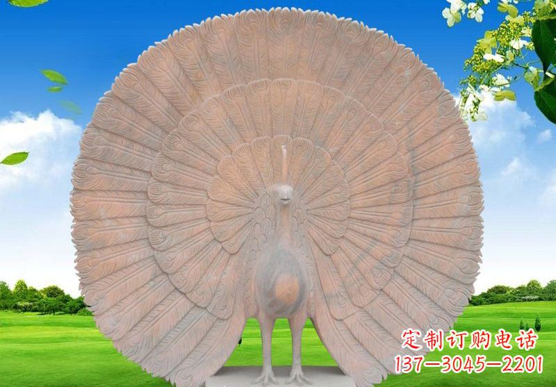 开封晚霞红开屏孔雀雕塑