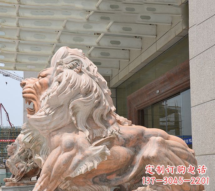开封晚霞红欧式狮子石雕 (3)