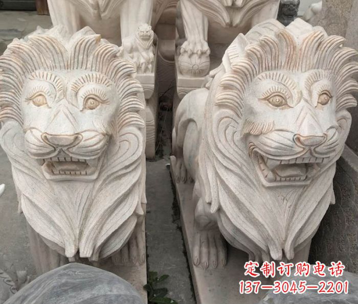 开封晚霞红欧式狮子石雕 (2)