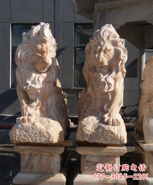 开封晚霞红欧式狮子石雕