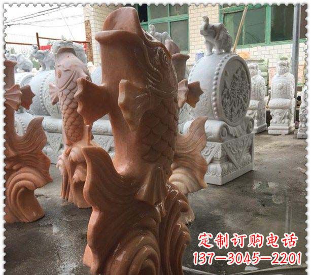 开封晚霞红喷水鲤鱼公园石雕
