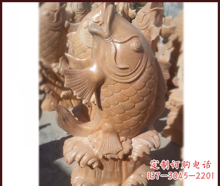 开封晚霞红喷水鲤鱼石雕 (3)