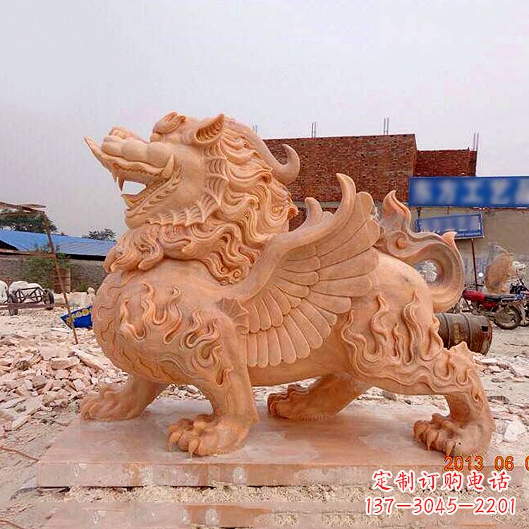 开封晚霞红貔貅雕塑