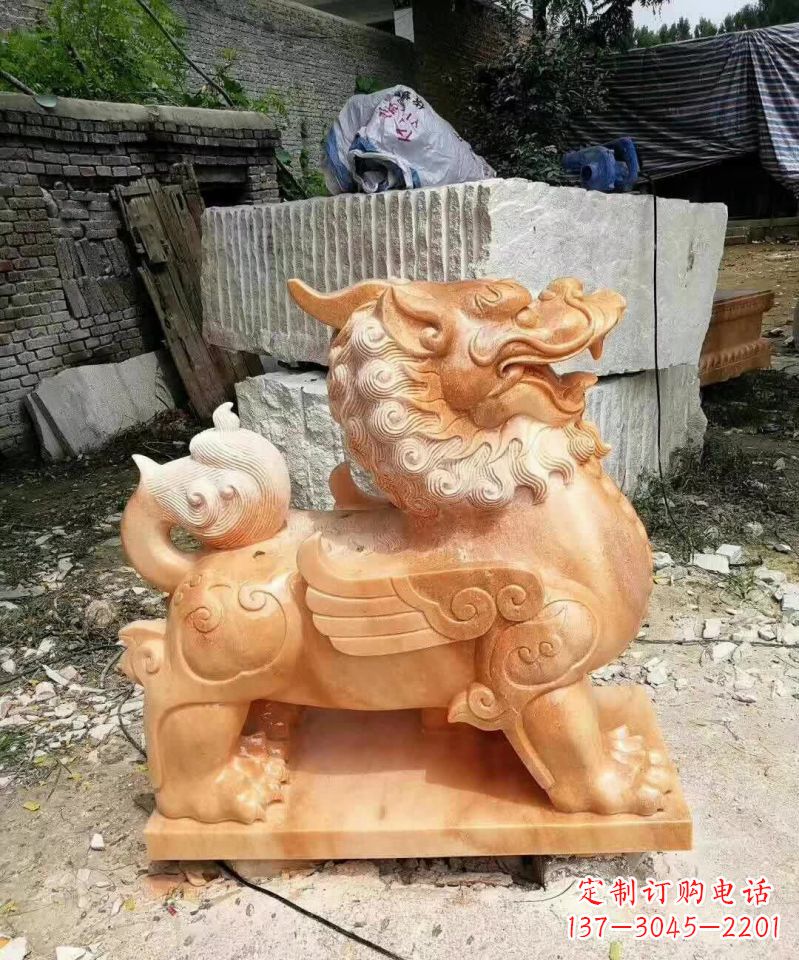 开封晚霞红貔貅雕塑1