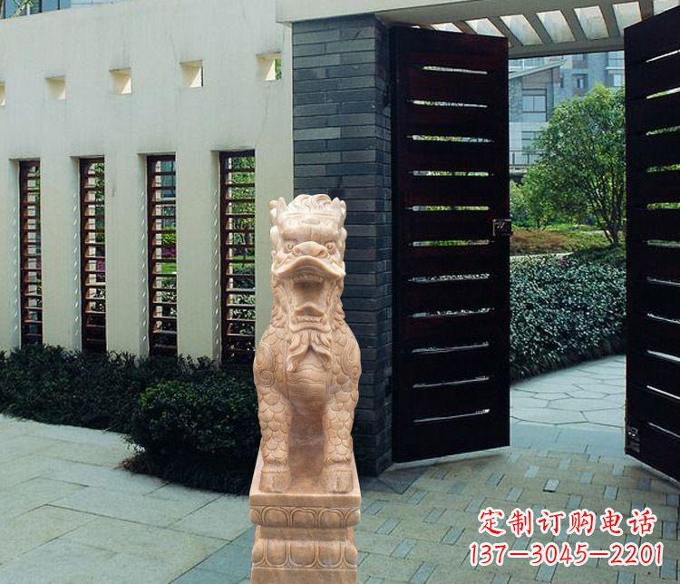 开封晚霞红瑞兽麒麟雕塑