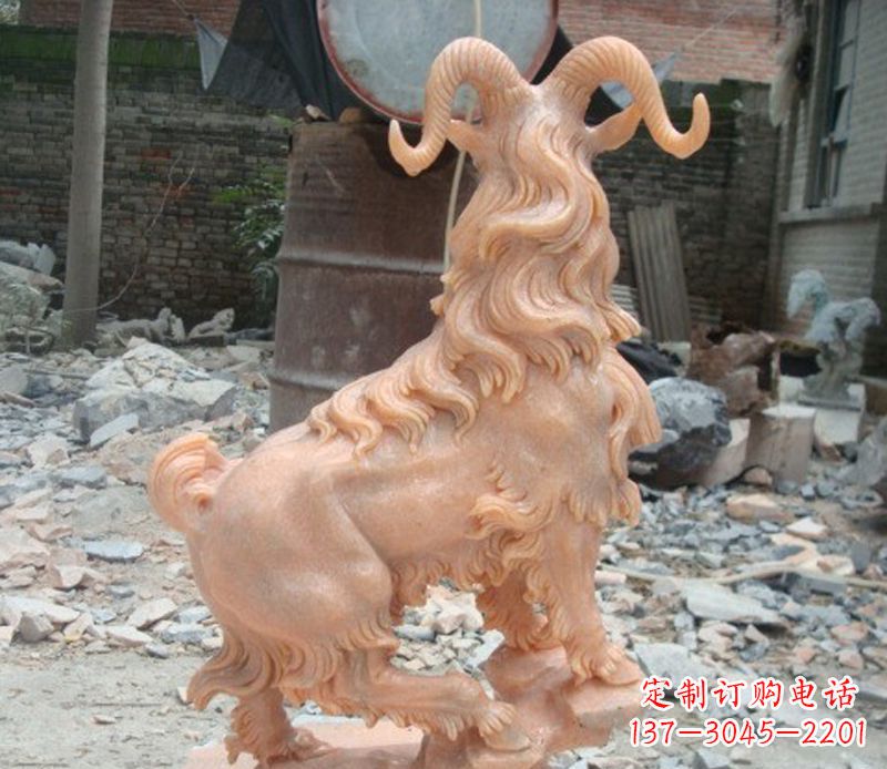 开封晚霞红山羊石雕