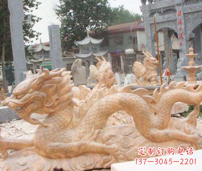 开封晚霞红生肖龙石雕