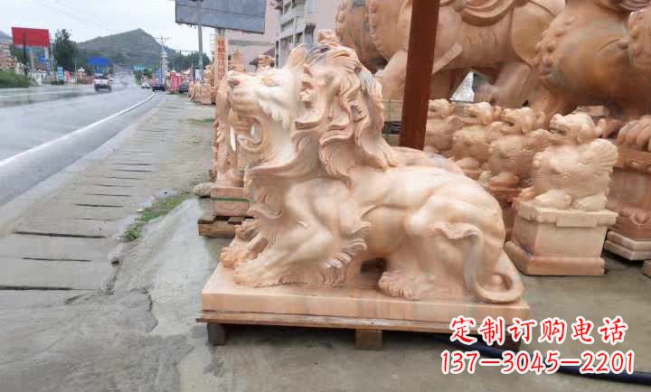 开封晚霞红狮子雕塑
