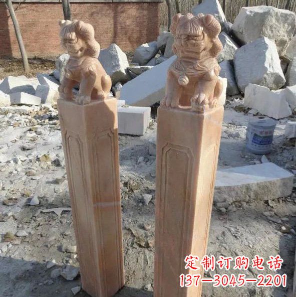 开封晚霞红狮子拴马桩